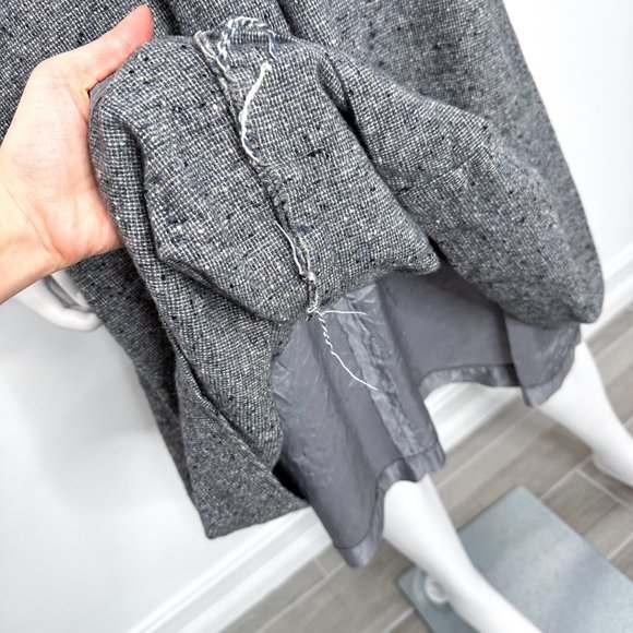 Prophecy Vintage 90s Tweed Pleated Button Waist V Neck Fit & Flare Dress in Gray - Picture 14 of 16